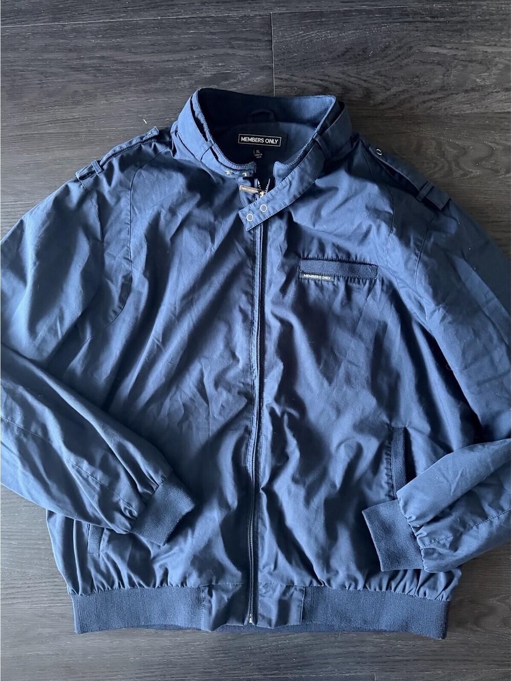 Members Only Men's Iconic Racer Bomber Jacket Navy Blue Size XL Modern